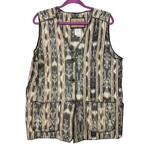Street Wear Vintage Vest Sleeveless Top Aztec Size 10 Carole Little Boho Cotton